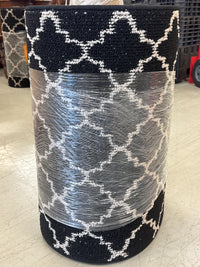 Black and White Area Rug Features a Classic Geometric Moroccan Trellis Pattern