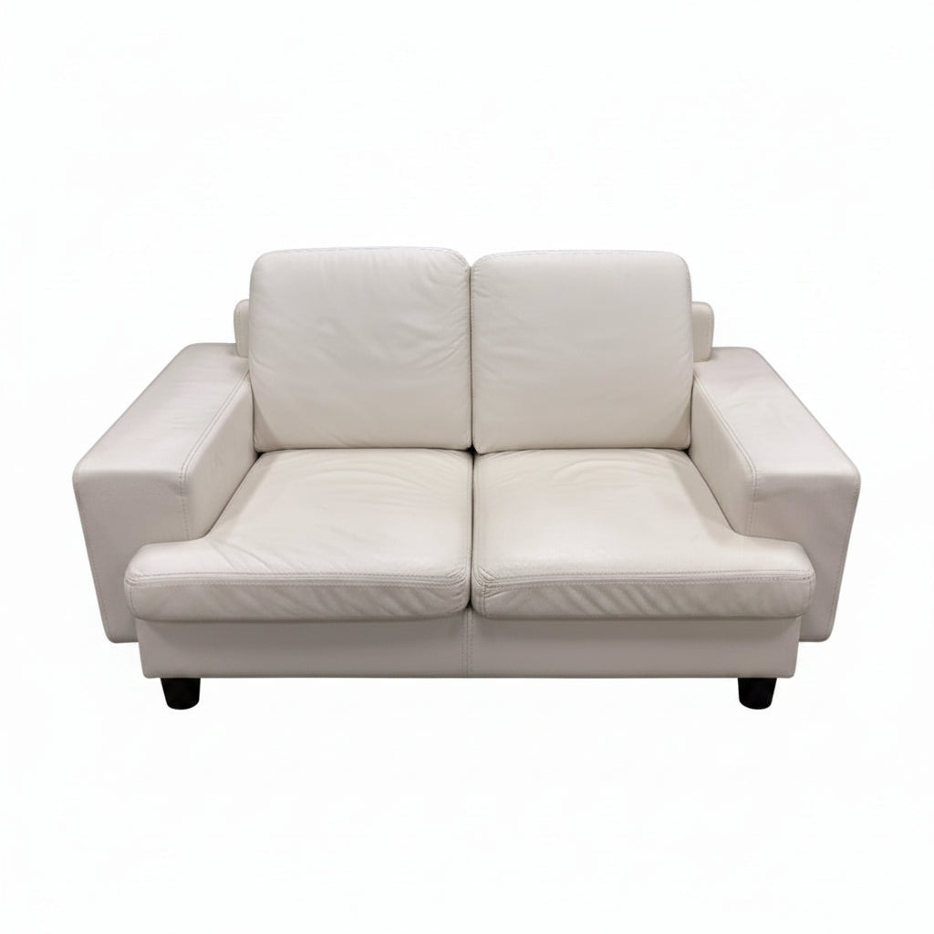 Off White Leather Loveseat