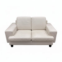 Off White Leather Loveseat