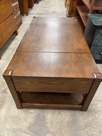 Dark Brown Wooden Coffee Table with Lift-Top