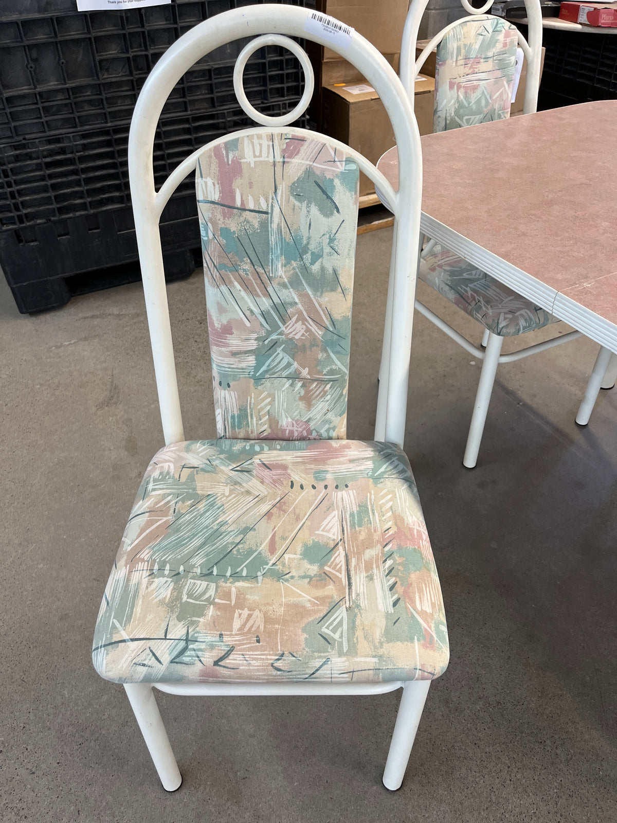60"W White Dining Table & 4 Chairs