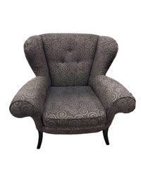Brown Patterned Wingback Armchair