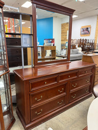 Grand Mahogany 6-Drawer Dresser with Mirror
