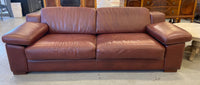 Brown Leather Sofa - 2-Seater with Tan Stitching