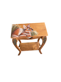 2-Tier Solid Wood Deer Side Table