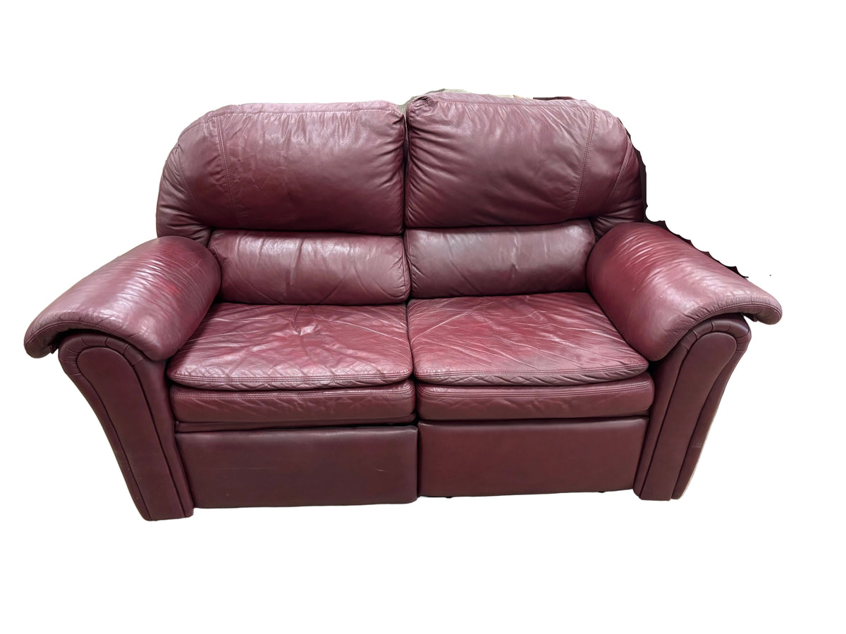 Burgundy Leather Loveseat Sofa