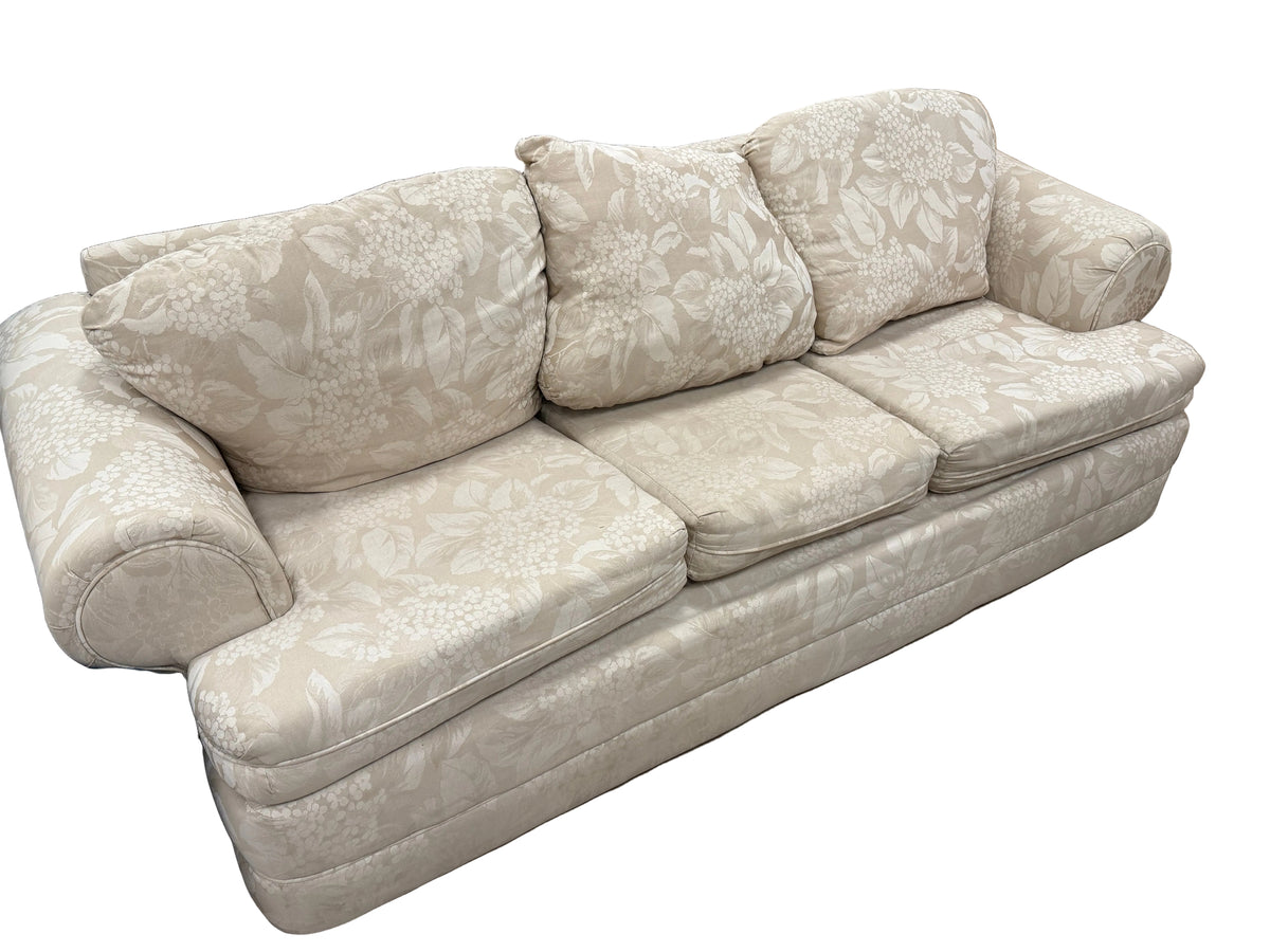 Traditional 3-Seater Floral Damask Cream Sofa
