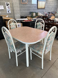 60"W White Dining Table & 4 Chairs