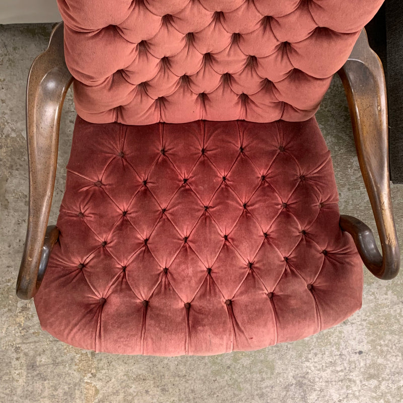 27-Inch W Vintage Velvet Accent Chair – Tufted Upholstery, Wooden Frame