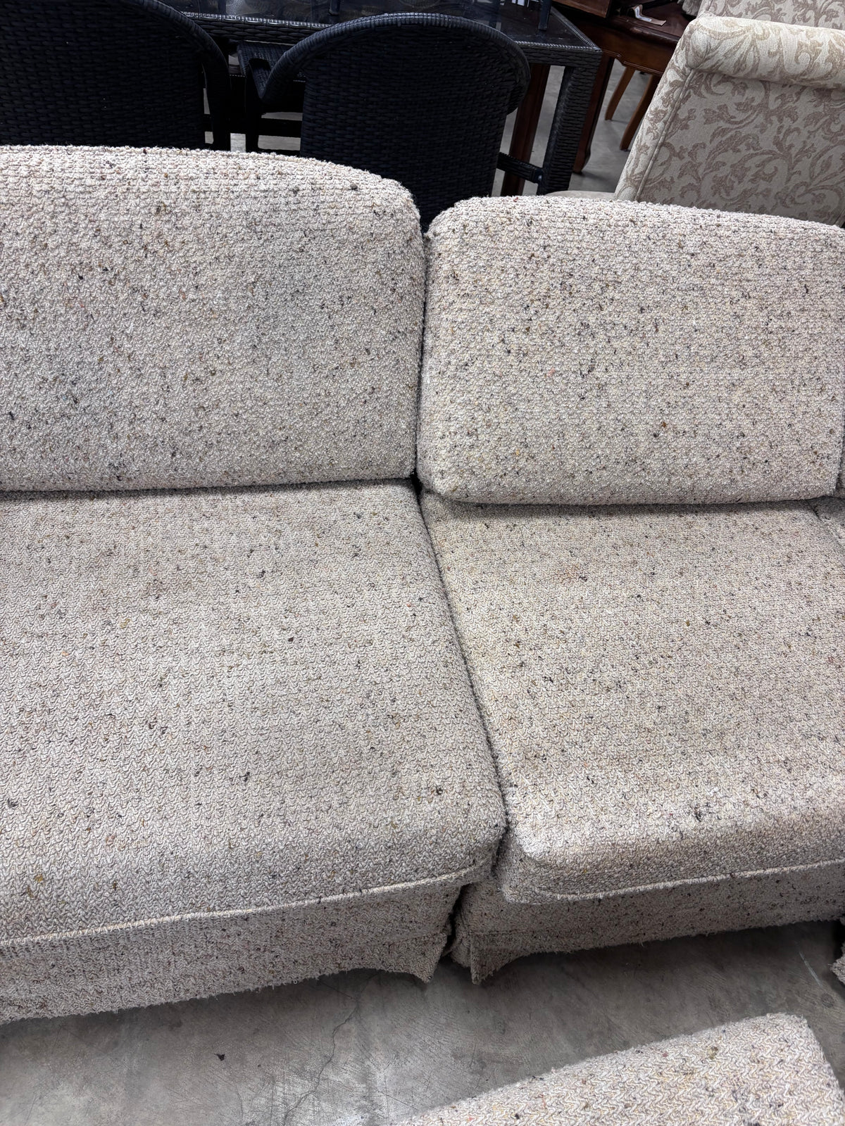 Beige Tweed Fabric Sectional