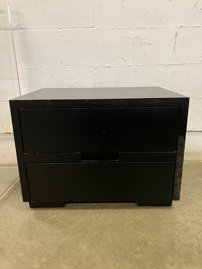 Black Two Drawer Nightstand