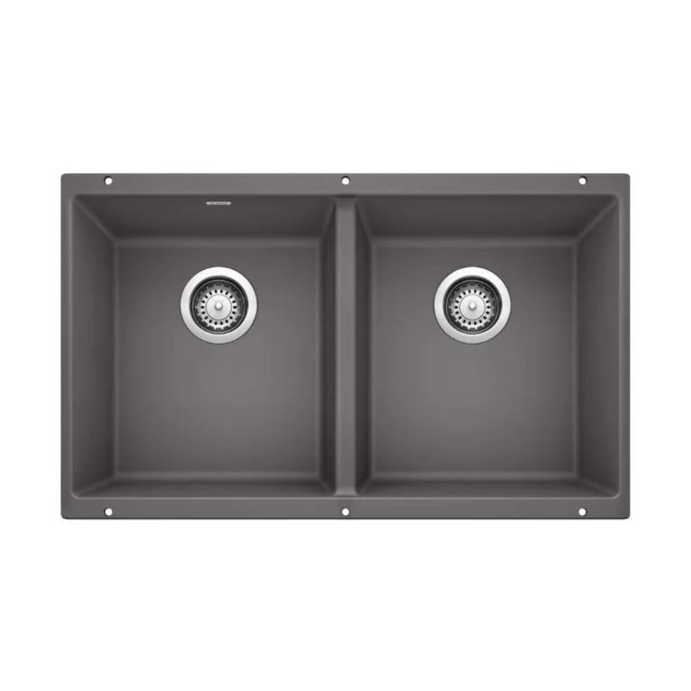 BLANCO Precis U² Undermount Silgranit Sink, 30x18-Inch, Double Bowl – BLA 401415