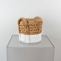 Basket Weaved Cement Pot With White Base