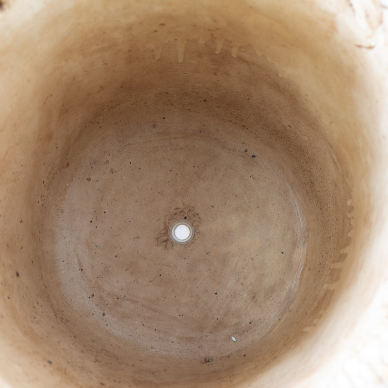 Basket Weaved Cement Pot With White Base