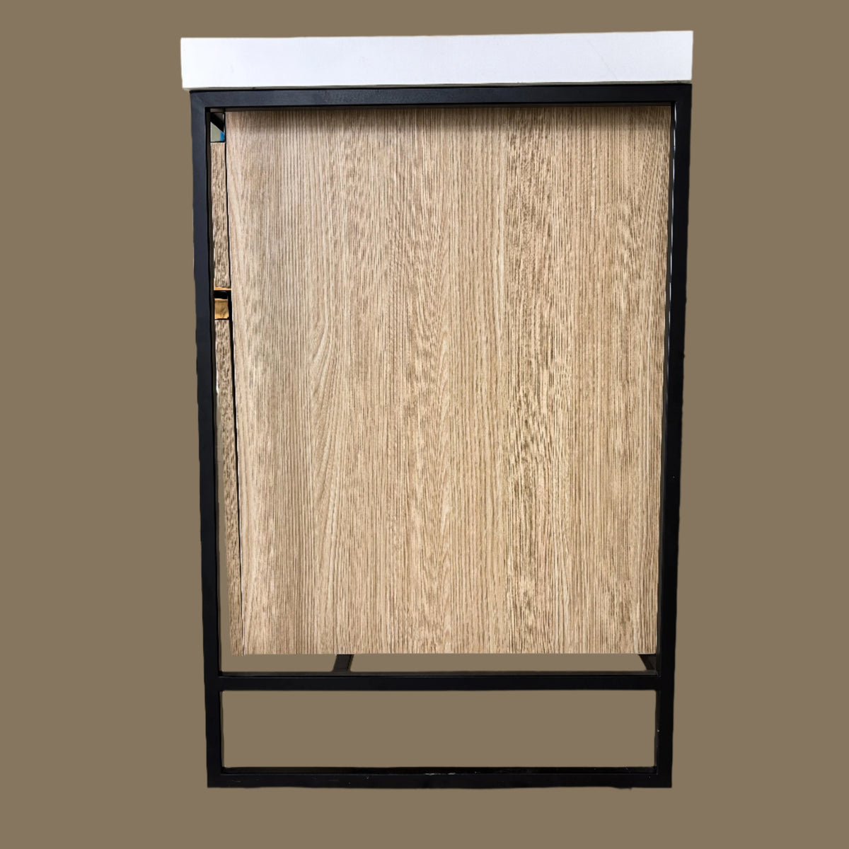 Wooden Vanity with Metal Frame & 1-H Countertop – 36-Inch W
