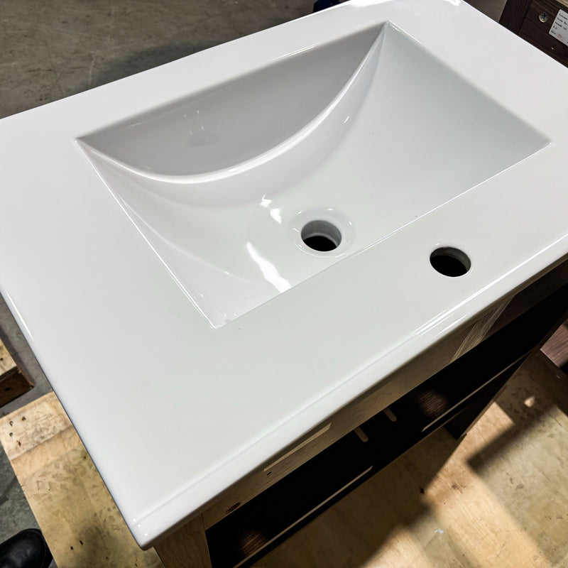 Single Wooden Vanity – 28-Inch W, 1H Pre-Drilled Countertop