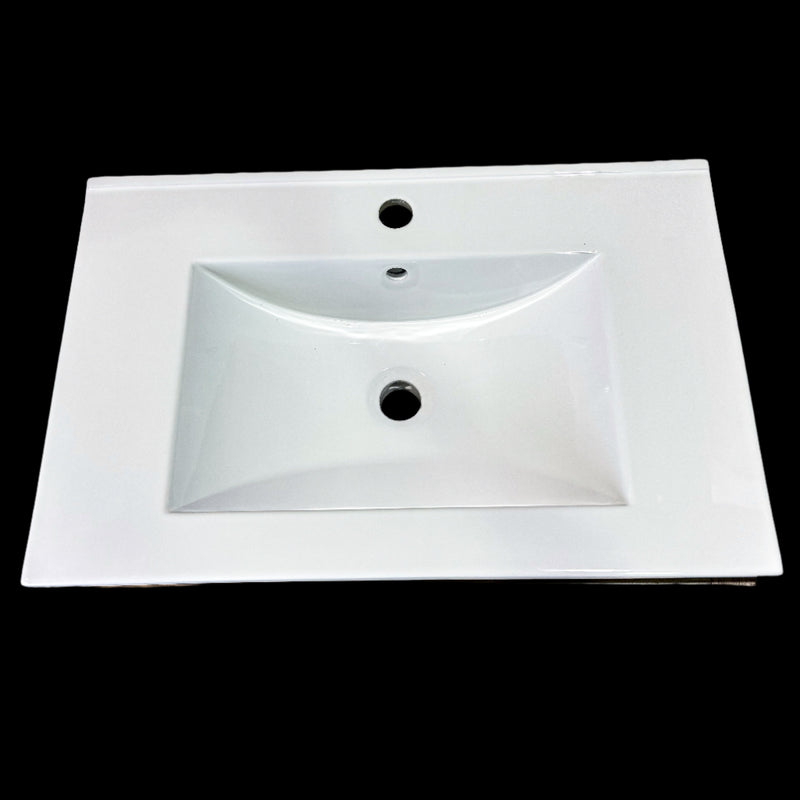 Single Wooden Vanity – 28-Inch W, 1H Pre-Drilled Countertop