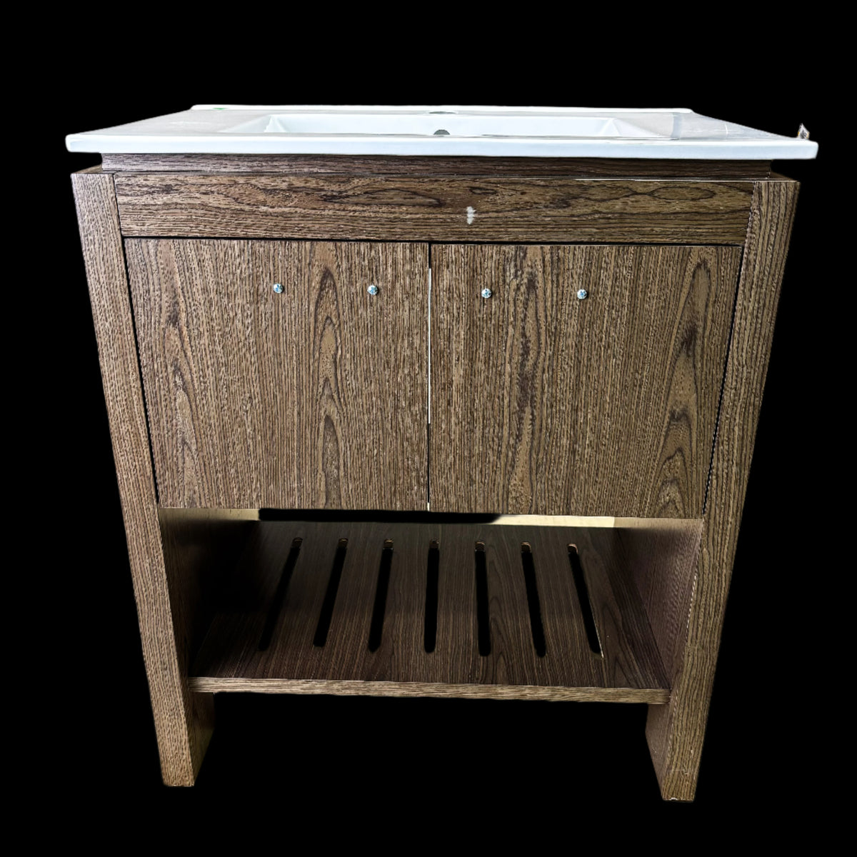 Single Wooden Vanity – 28-Inch W, 1H Pre-Drilled Countertop