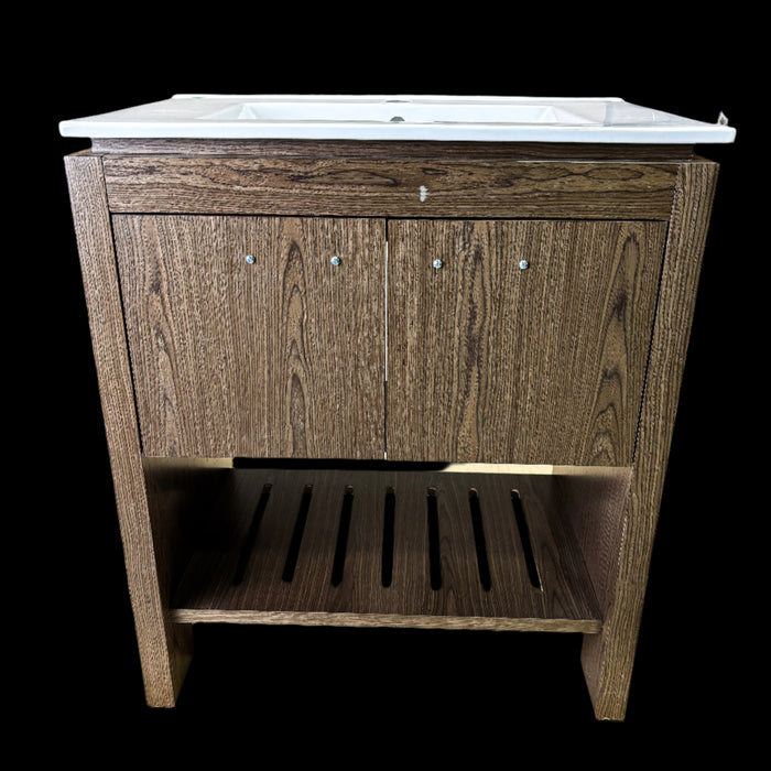 Single Wooden Vanity – 28-Inch W, 1H Pre-Drilled Countertop
