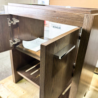 Single Wooden Vanity – 28-Inch Wide, Open Shelf, No Countertop