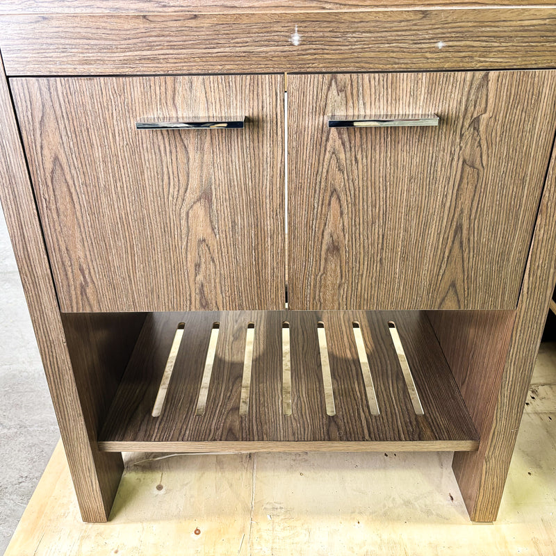 Single Wooden Vanity – 28-Inch Wide, Open Shelf, No Countertop