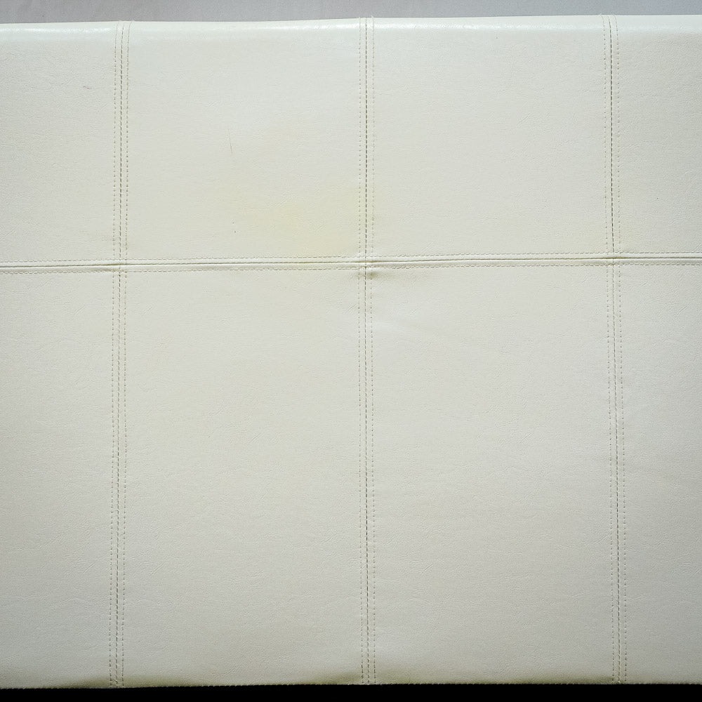 81x41x14-Inch Twin Bed Frame with Headboard in White Faux Leather
