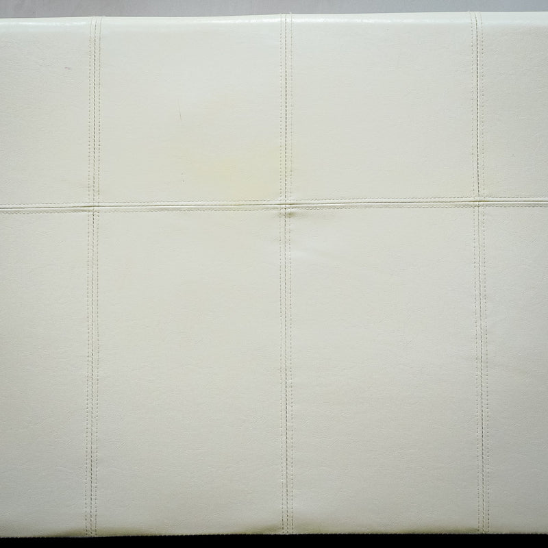 81x41x14-Inch Twin Bed Frame with Headboard in White Faux Leather