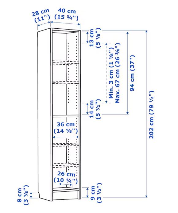 IKEA BILLY Thin Bookcase White