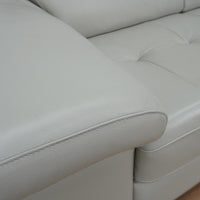 80-inch Genuine Leather 2-Seater Sofa in Cream w/ Adjustable Headrests