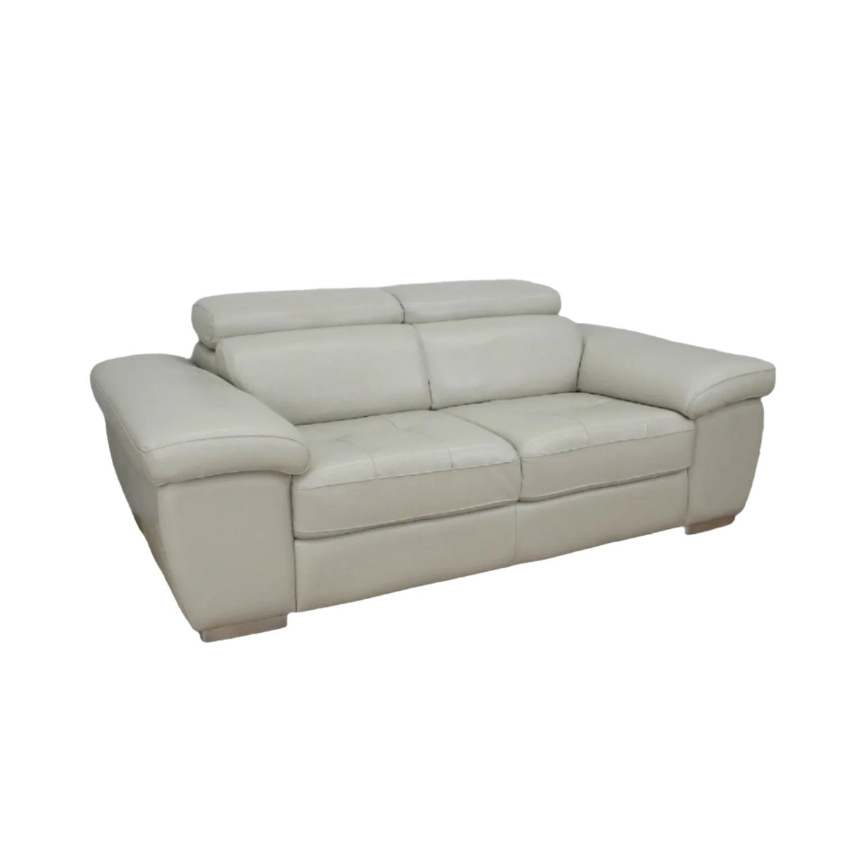 80-inch Genuine Leather 2-Seater Sofa in Cream w/ Adjustable Headrests