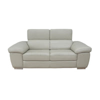 80-inch Genuine Leather 2-Seater Sofa in Cream w/ Adjustable Headrests