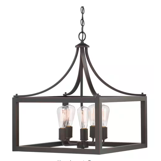 Boswell Quarter 20-in. 5-Light Distressed Black Farmhouse Pendant