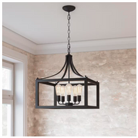 Boswell Quarter 20-in. 5-Light Distressed Black Farmhouse Pendant