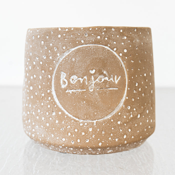 Brown Bonjour Cement Pot