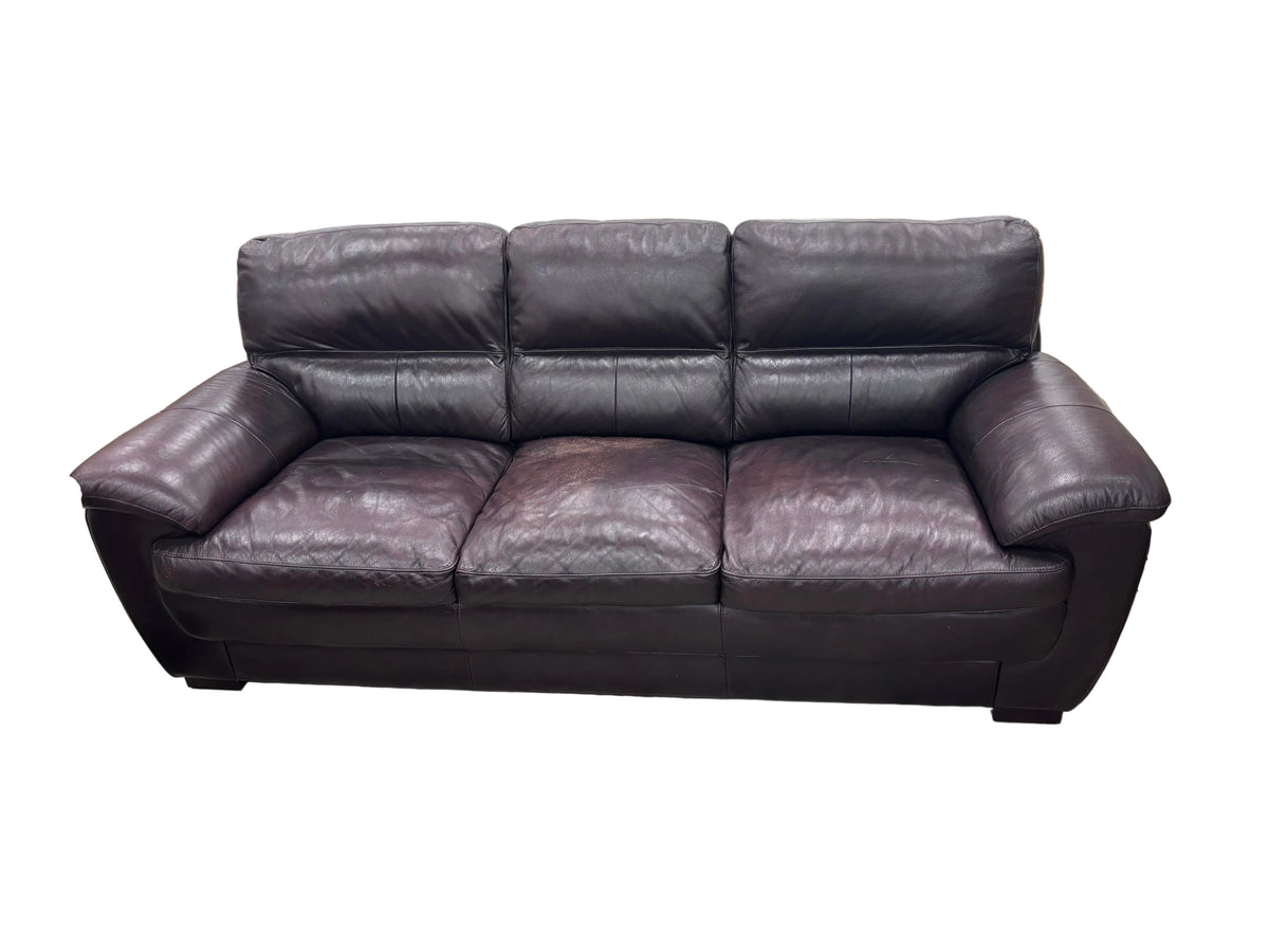 Dark Brown Leather 3-Seater Sofa