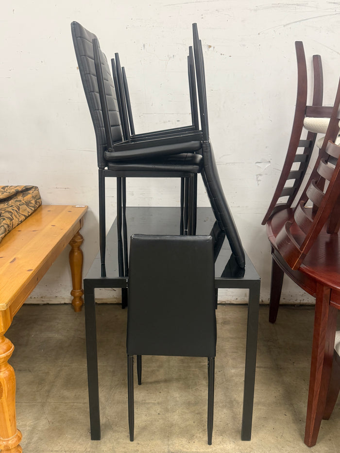 Black Rectangular Dining Table Set