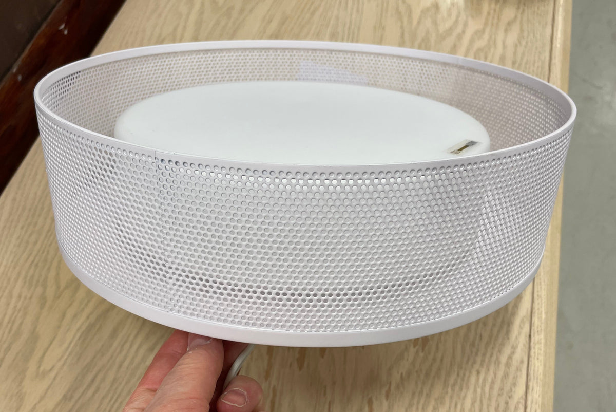 White Metal Mesh Semiflush Ceiling Lamp 11.5-in