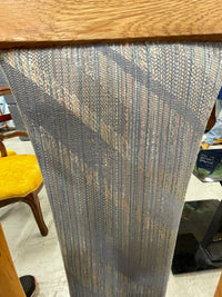 Wooden Table with 6 Chairs in Blue Fabric
