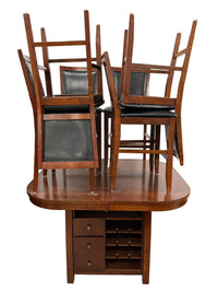 Wooden Mahogany Red Dining Table Set