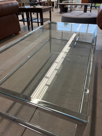 48"W Glass and Chrome Coffee Table