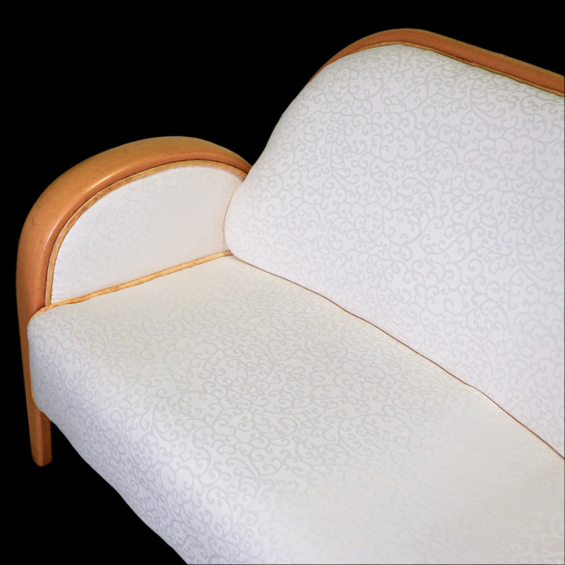 49-Inch W 2-Seater Sofa, White Fabric Upholstery in Wooden Frame