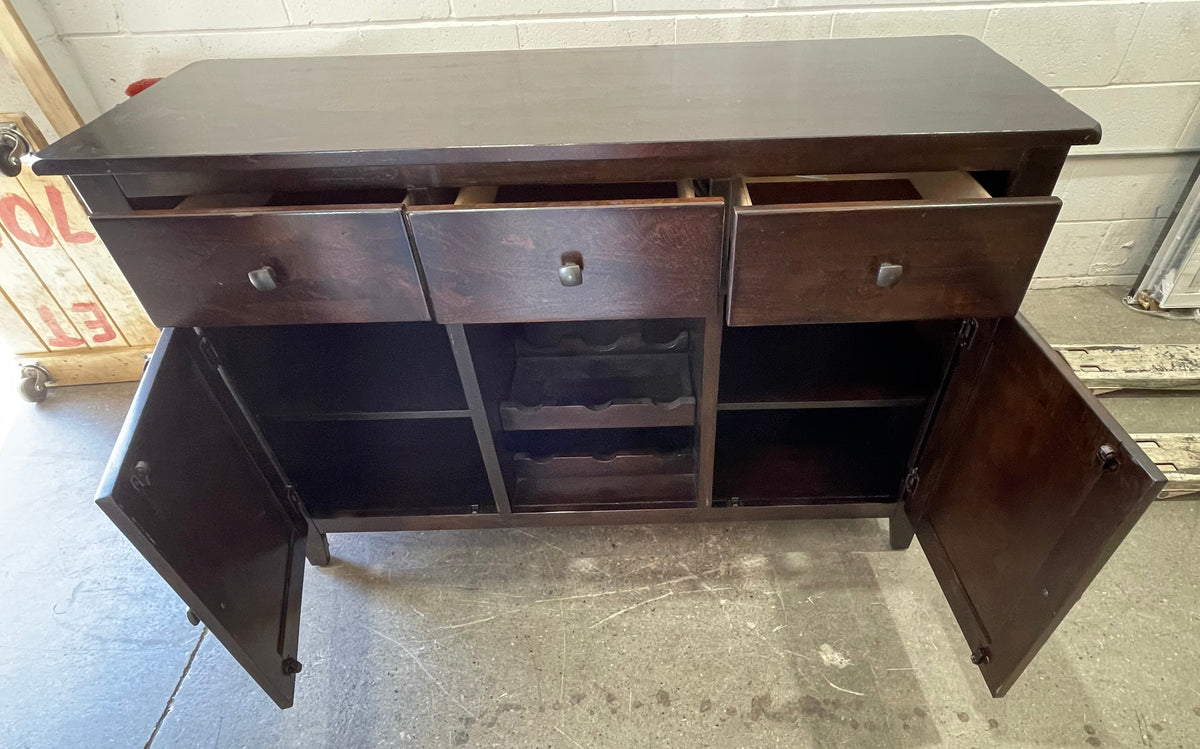 Dark Wooden Sideboard Bar with Bottle Storage