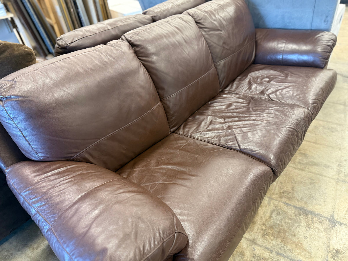 Chocolate Leather 3-Seater Sofa