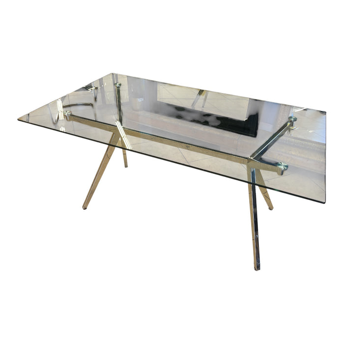 Glass and Polished Chrome Dining Table