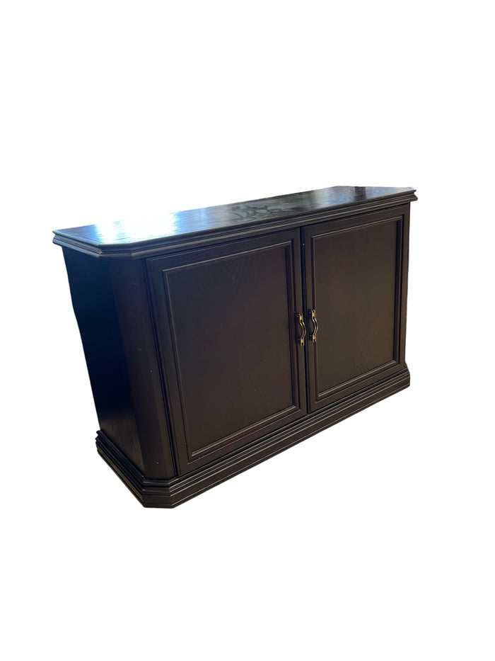 Dark Wood Side Board Cabinet With Shelving