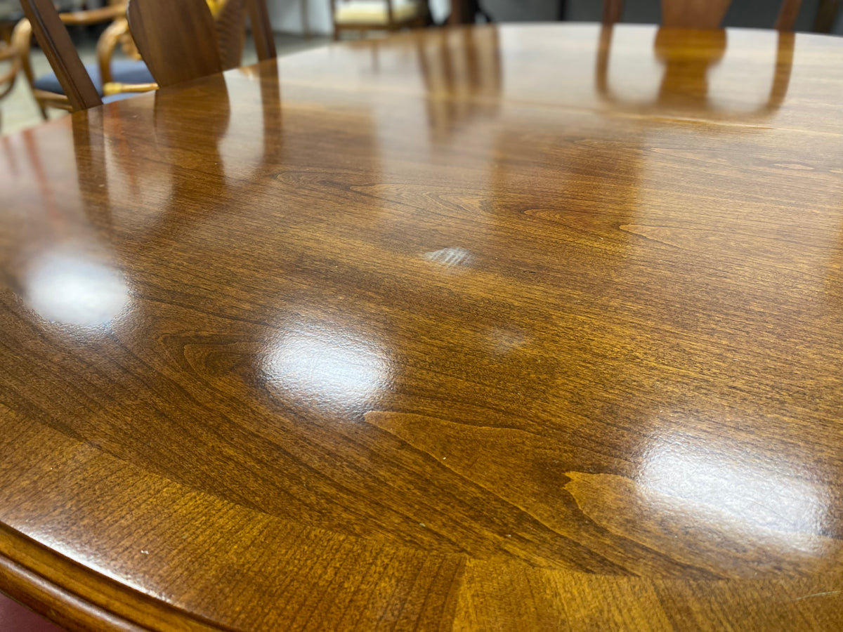 Dark Brown Hardwood Dining Table Set