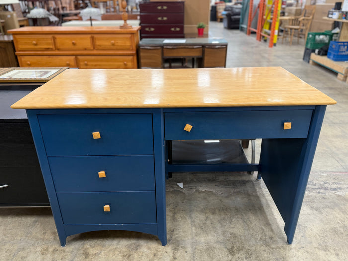 Light Wood and Dark Blue Desk
