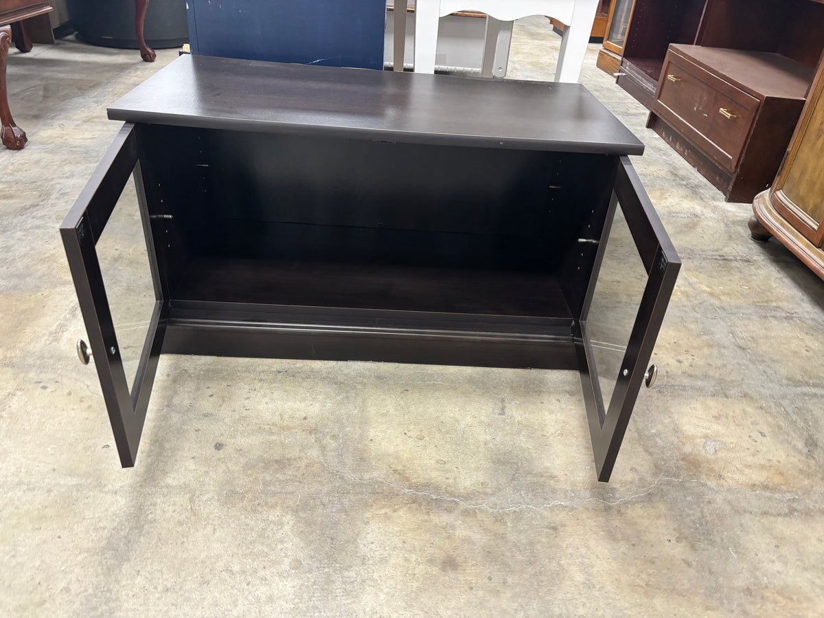 Dark Brown Entertainment Unit with Glass Doors