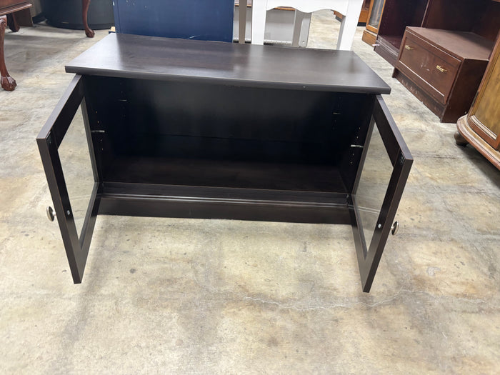 Dark Brown Entertainment Unit with Glass Doors