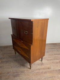 Mid-Century 4 Drawer Tallboy Dresser
